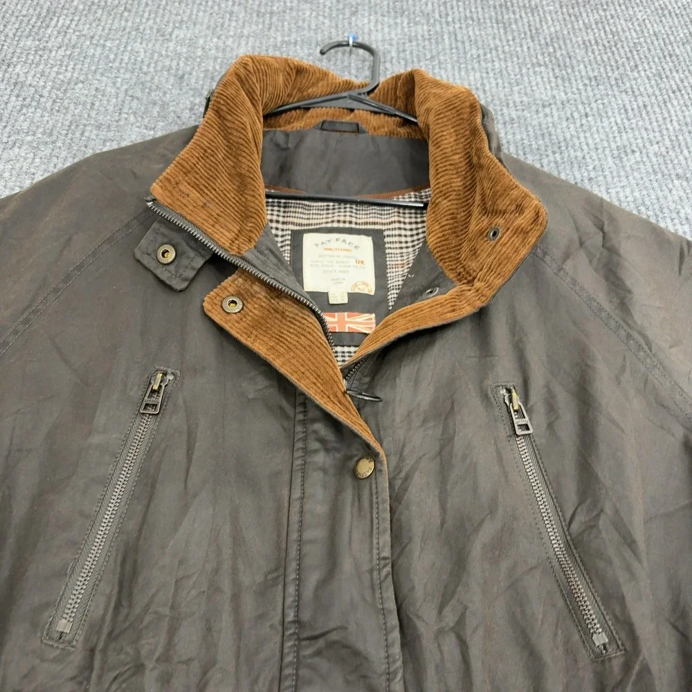 Fat Face‎ Jacket Womens 18 Brown Waxed Cotton Corduroy Collar Utility Field Barn